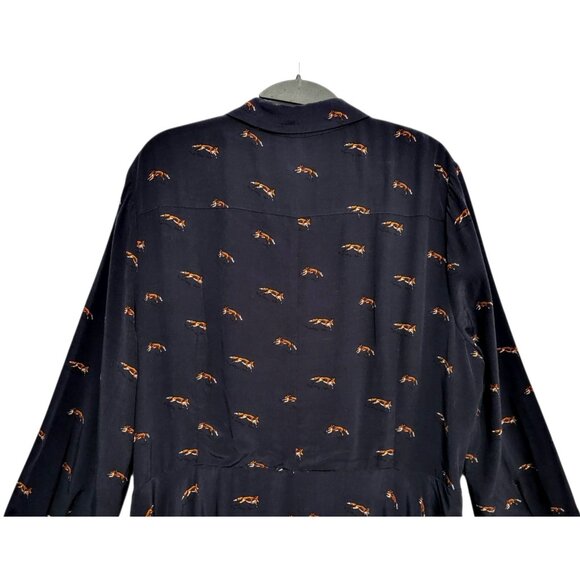 Hobbs London Lainey Shirt Dress Navy Blue Fox Print - Picture 8 of 15